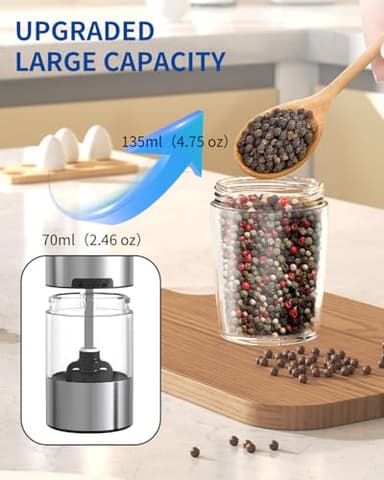 CIRCLE JOY Gravity Electric Salt and Pepper Grinder Set Automatic Salt and Pepper Grinder Set with LED Light, Battery Operated, Adjustable Coarseness, Large Capacity, for Home Kitchen BBQ - Image 7