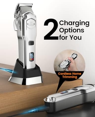 oneisall Dog Clippers for Grooming Thick Hair Professional,Cordless/Rechargeable Pet Grooming Kit with Detachable Metal Combs, Low Noise Heavy-Duty Pet Clippers for Thick/Curly/Fine/Wavy Hair (Sliver) - Image 4