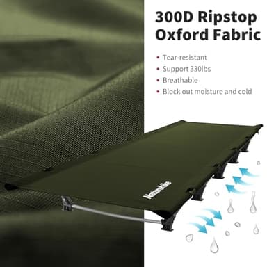 Naturehike GreenWild Camping Cot, Ultralight Folding Backpacking Cot, 60-Second Easy Set-Up, Supports 330lbs, Portable Camping Bed for Adults for Camping Hiking Travel Home - Image 5
