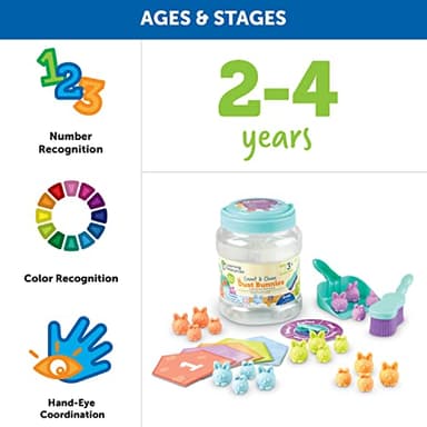 Learning Resources Count & Clean Dust Bunnies - Fine Motor Skills, Color and Shape Matching for Kids, Number Recognition, Toddler Montessori Sensory Toys, Birthday Gift for Boys and Girls - Image 8