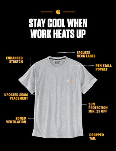 Carhartt Men's Force Relaxed Fit Midweight Short-Sleeve Pocket T-Shirt, Black, X-Large - Image 2