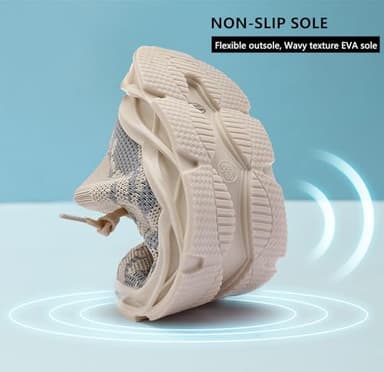 DADAWEN Boys Girls Lightweight Breathable Sneakers Kids Tennis Shoes Athletic Running Shoes for Toddler/Little Kid Beige US Size 8 M Toddler - Image 3