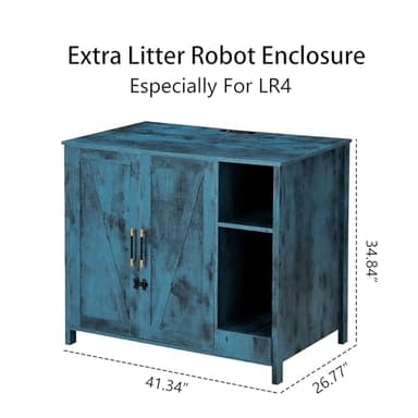 FOREST GRAVITY Cat Litter Robot Enclosure, Enclosure for self-Cleaning Litter Boxes,Adjustable Shelf for Dog Proof and Storage,Charging Station,Locks Added for cat,Large Indoor Cat House,Blue - Image 2
