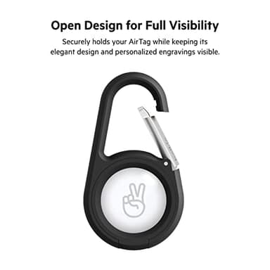 Belkin Apple AirTag Secure Holder with Carabiner - Durable Scratch Resistant Case With Open Face & Raised Edges - Protective AirTag Keychain Accessory For Keys, Pets, Luggage & More - Black - Image 6
