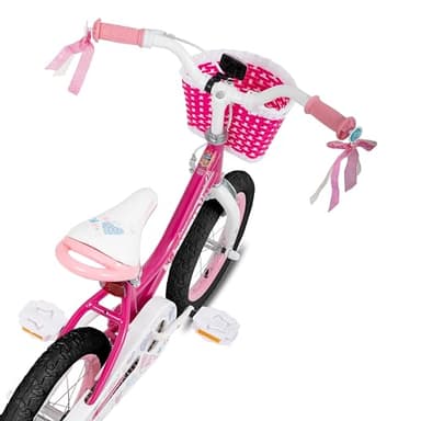 JOYSTAR 20 Inch Girls Bike for 7-10 Years Old 20 in Kids Bikes with Training Wheels and Basket Children's Bicycle with Handbrake in Fuchsia - Image 3