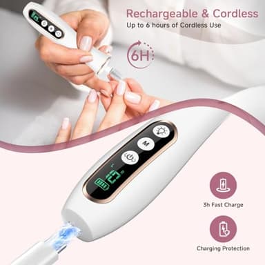 Professional Cordless Electric Nail File Set, 360 LED Light Drill Machine With LCD Display, 10 Speeds Rechargeable for Gel and Thick Toe Nails, Manicure Pedicure Kit, Christmas Gifts - Image 3