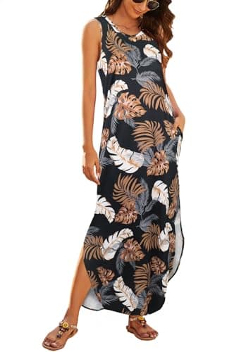 Hount Maxi Dresses for Women 2025 Floral Print Hawaiian Summer Long Dresses with Pockets L - Image 2
