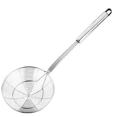 Hiware Solid Stainless Steel Spider Strainer Skimmer Ladle for Cooking and Frying, Kitchen Utensils Wire Strainer Pasta Spoon, 5.4 Inch - Image 1