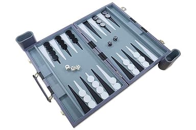 Backgammon Set - Classic Board Game with Premium Leather Case - Portable Travel Strategy Backgammon Game Set for Adults, Kids - Suitable as (18inch, Gray) - Image 4