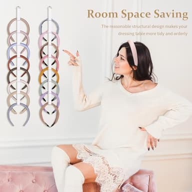 3 PCS Headband Holder Organizer for Girl,Hanging Hairband Storage for Women,White Hair Hoop Display Hair Accessories Organizer Bedroom College Dorm Decor - Image 6