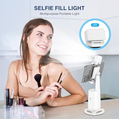 Auto Face Tracking Tripod 360° Rotating Cell Phone Photo and Video Kits Stand, No App, Camera Stand with Remote and Gesture Control, Rechargeable Smart Shooting Stand for Live Recording Tiktok (White) - Image 7