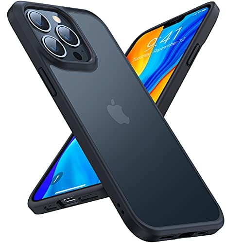 TORRAS Shockproof for iPhone 12 Case/for iPhone 12 Pro Case, [Military Grade Drop Tested] Translucent Matte Hard PC Back with Soft Silicone Edge Slim Protective Guardian, Black - Image 1