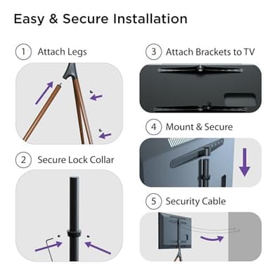 ProMounts Easel Floor TV Stand with Tripod Base for 47-72 inch LED LCD OLED Flat and Curved Screens, Portable Height Adjustable TV Stand Mount for Bedroom, Living Room, Studio - Image 9