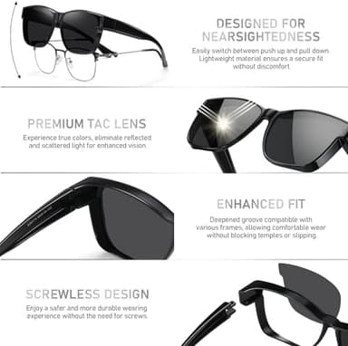 GEGURI Polarized Sunglasses Fit Over Glasses for Men Women, Oversized Square Sun Glasses UV400 Protection Shades - Image 5