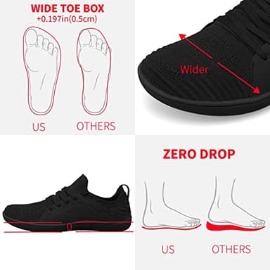 relxfeet Men's Barefoot Shoes Minimalist Cross-Trainer Shoes Wide Toe Walking Shoes Zero Drop Sole Lightweight Trail Running Sneakers Casual Shoes Black 10.5 - Image 2