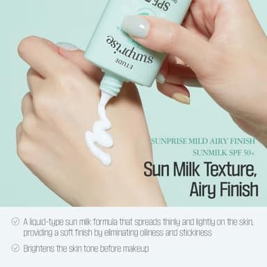 ETUDE Sunprise Sunscreen Mild Sun Milk SPF 50+ / PA++++ (55ml) | Sebum-free, Non-Sticky, Long Lasting Protection, 100% Mineral Korean Sunscreen for sensitive skin - Image 3