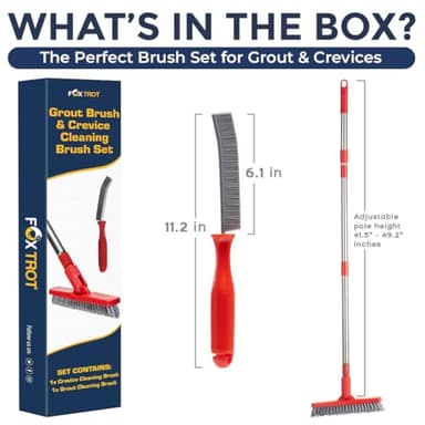 Grout Brush with Long Handle & Hard Bristle Crevice Cleaning Brush, Grout Cleaner for Tile Floors, Floor Scrubber for Tile Grout Line, Household Use, Multipurpose Gap Cleaning Tools by Foxtrot Living - Image 3