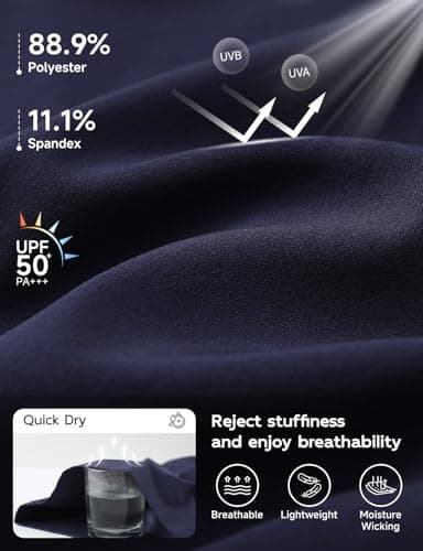 baleaf Women's 7" Athletic Running Shorts Long Workout Shorts High Waisted Quick Dry 4 Zipper Pockets UPF50+ Navy Blue L - Image 5