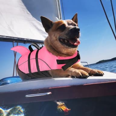 Queenmore Small Dog Life Jacket,Shark Dog Life Vest for Swimming,Puppy Light Life Preserver for Boating Kayaking Canoeing,Pet Reflective Lifesaver with High Buoyancy,Rescue Handle,Leash Hook (Pink,S) - Image 4