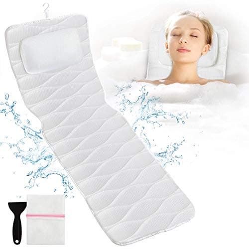 OMYSTYLE Full Body Bath Pillow, Bath Pillows for tub with Mesh Washing Bag & 21 Non-Slip Suction Cups, Spa Bathtub for Head Neck Shoulder and Back Support - 5D Air Mesh & Quick Drying - Image 1