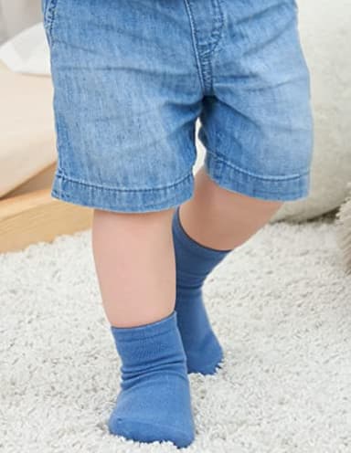 ZAPLES Baby Boys Non Slip Grip Crew Socks with Anti Skid Soles for Infants Toddlers Kids, Stripes Assort, 12-36 Months - Image 2