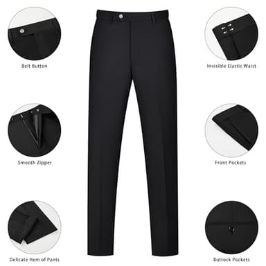 LORENZO BRUNO Mens Suit 2 Piece Black Suits for Men One Button Slim Fit Solid Jacket & Pants Tuxedo Set Business Wedding Party, Black, XL - Image 5