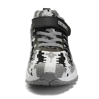 Kids Sneakers for Boys Girls Running Tennis Shoes Lightweight Breathable Sport Athletic Camouflage Grey A Size US 12 Little Kid - Image 4