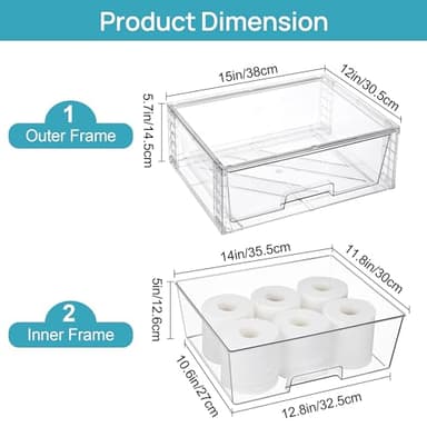 Vtopmart 2 Pack Large Stackable Storage Drawers,Easily Assemble Clear Acrylic Bathroom Closet Undersink Organizers,Plastic Storage Bins for Cabinet,Kitchen Pantry,Medicine Organization - Image 3
