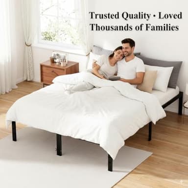 Queen Size Bed Frame - Metal Platform Bed Frames Mattress Foundation with Steel Slat Support, No Box Spring Needed, Storage Space Under Base, Easy Assembly, Black - Image 10