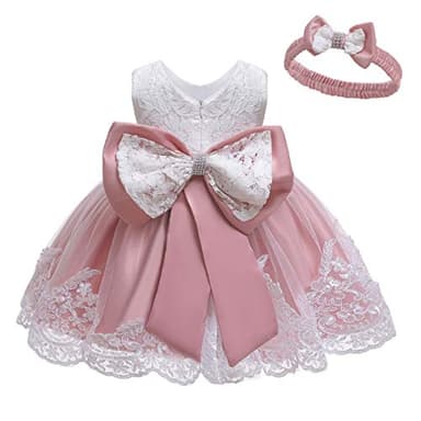 Baby Girl Dresses Bowknot Lace Pageant Party Wedding Flower Girl Dress 12-18 Months - Image 1