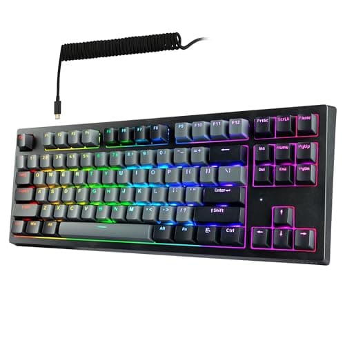 TECWARE Phantom+ Elite 87 Key RGB Mechanical Gaming Keyboard, LED Backlit, Universal Hot-Swap, Wired and Wireless, 3 Mode Connectivity, Thocky Sounding, Black Elite Wraith Brown - Image 1