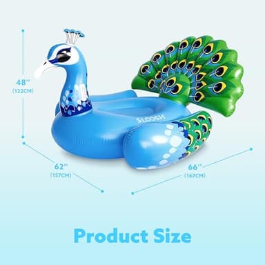 JOYIN Inflatable Peacock Pool Float - Giant Blue Peacock Fun Beach Floaties, Swim Party Animal Decorations Adult Size Inflatable Summer Pool Raft Toys Lounge for Adults & Kids - Image 6