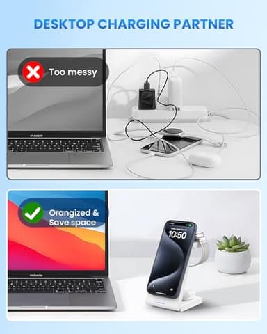 Wireless Charger Magnetic for Apple Devices - JoyGeek 3 in 1 Foldable Charging Station for Magsafe Compatible with iPhone 16 15 14 13 12 Pro Max Plus, Apple Watch 10 9 8 7 6 5 4 SE, AirPods 4/3/2/Pro - Image 7