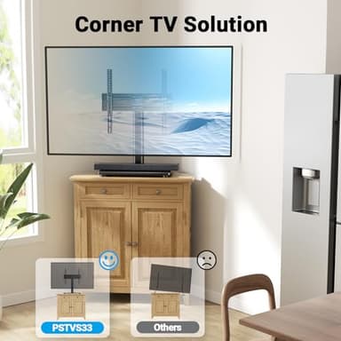 PERLESMITH Universal Swivel TV Stand for 24-60 inch TVs up to 99 lbs, 8 Height Adjustable Table Top TV Stand, TV Base Stand with Tempered Glass Base, Max VESA 400x400mm, PSTVS33 - Image 6