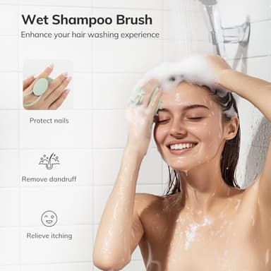 Sndyi Silicone Scalp Massager Shampoo Brush, Hair Scrubber with Soft Silicone Bristles, Scalp Scrubber/Exfoliator for Dandruff Removal, Wet Dry Scalp Brush for Hair Growth & Scalp Care, Mint Green - Image 5