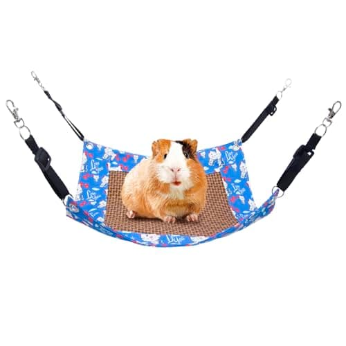 BESNEW Enlarged Guinea Pig Hammock with Summer Mat,Cooling Guinea Pig Cage Accessories Ferret Rat Waterproof Hanging Hammock for Small Animals Hiding Sleeping,Adjustable Length 13.8x13.8 in - Image 1