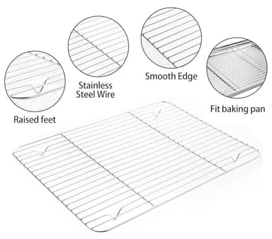 Stainless Steel Baking Sheet Tray Cooling Rack with Silicone Baking Mat Set, Cookie Pan with Cooling Rack, Set of 6 (2 Sheets + 2 Racks + 2 Mats), Size 16 x 12 x 1 Inch, Easy Clean - Image 4