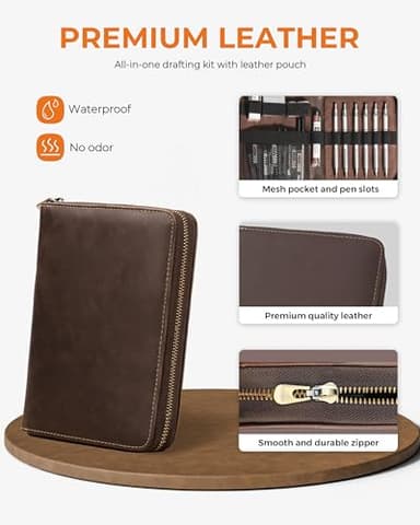 30PCS Black Metal Mechanical Pencil Set in Leather Case, 0.5/0.7/0.9/2.0mm Art Drafting Pencils with 16 Tubes Graphite Leads (6B 4B 2B HB 2H 4H) & Colored Refills for Sketching, Drawing, Writing - Image 7