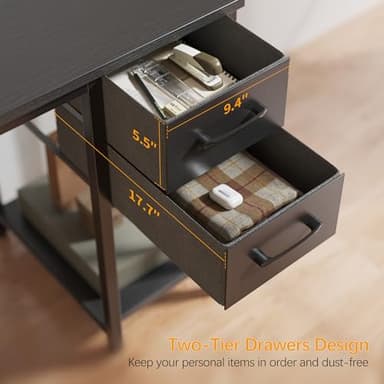 Cubiker Computer Home Office Desk with Drawers, 47 Inch Small Desk Study Writing Table, Modern Simple PC Desk, Black - Image 6