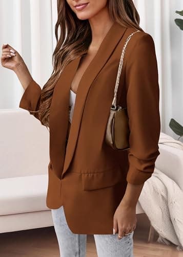 KIRUNDO Blazers for Women Oversized Business Casual 2026 Spring Fall Fashion Long Sleeve Open Front Work Office Suit Jackets - Image 6