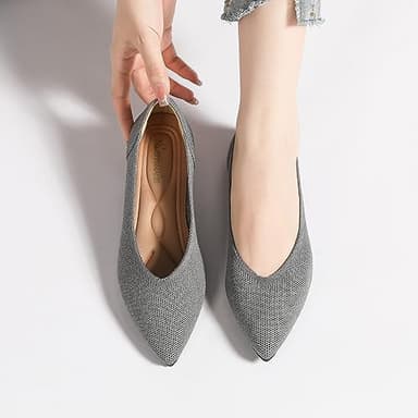 Semwiss Women's Ballet Flats Comfortable Casual Dressy Shoes,Work Flats Office Shoes Pointed Toe Leopard Flats Grey Size 10 - Image 5
