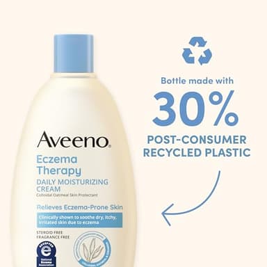 Aveeno Eczema Therapy Daily Moisturizing Cream for Eczema-Prone Skin with Colloidal Oatmeal & Ceramide, Fragrance-Free, Steroid-Free, Soothes Dry, Itchy Irritated, Sensitive Skin 12 fl oz - Image 4