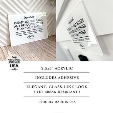 Reilly Originals 3.5x5 Inch Do Not Flush Rules Bathroom Sign ~ Ready to Stick ~ Premium Finish, Durable - Image 3