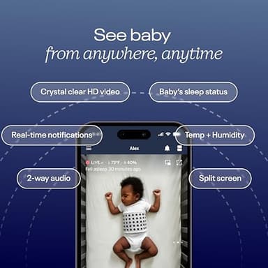 Nanit Essentials Smart Baby Monitor with Floor Stand – 1080p HD Wi-Fi Camera, Sensor-Free Breathing Monitoring, Sleep Tracking, Two-Way Audio, Night Vision, Motion & Cry Notifications, White - Image 3