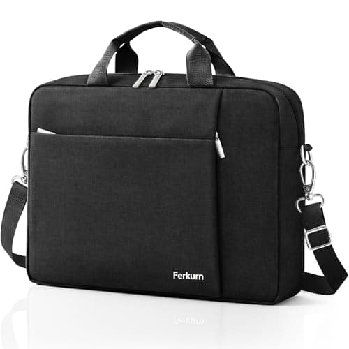 Ferkurn Laptop Bag Case for Women Men Computer Bag Compatible with HP Envy Pavilion Omen/LG Gram/MSI/Dell Inspiron XPS/Lenovo/Acer, Shoulder Strap Carrying Messenger Briefcase, Black, 17 17.3 Inch - Image 1