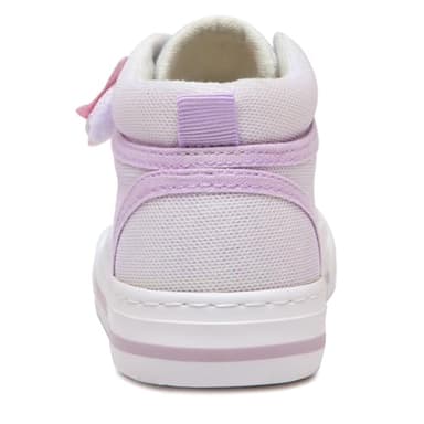 HugRain Toddler Girls Sneakers Walking Shoes for Little Kids Sparkle Glitter Star Canvas Casual Slip On High Top Adjustable Hook Loop Straps Velcro Non-Slip Lightweight Elastic Band Purple Size 12 - Image 6