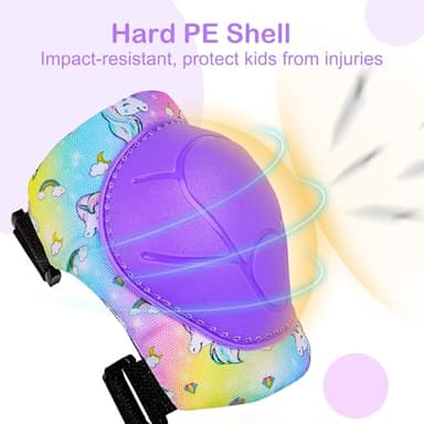 FIODAY Knee Pads for Kids Protective Gear Set Adjustable Kids Knee Pads and Elbow Pads with Wrist Guard for Girls Roller Skates Cycling Bike Skateboard Scooter Knee Pads, 3-8 Years,Rainbow Unicorn - Image 4