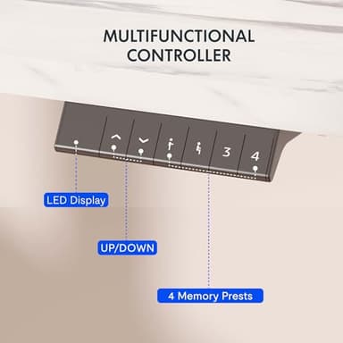 FLEXISPOT EN1 One-Piece Standing Desk 55 x 28 Inches Stand Up Desk Workstation Home Office Computer Height Adjustable Desk (White Frame + Marble Gray Top, 2 Packages) - Image 6