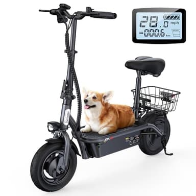 iScooter F3 Electric Scooter with Seat, 28 MPH Top Speed & 37 Miles Range, 1000W Powerful Motor, 10'' Pneumatic Tire Scooters for Adults, Adjustable Seat & Handlebar E-Scooter for Adults with Seat - Image 1