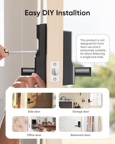 eufy Smart Lock C33, Keypad Door Lock with Handle, Fingerprint Door Knob, Keyless Entry Door Lock for Front Door and Bedrooms, Electronic Deadbolt, Wi-Fi, Remote App Control, IP53 Waterproof, Black - Image 5